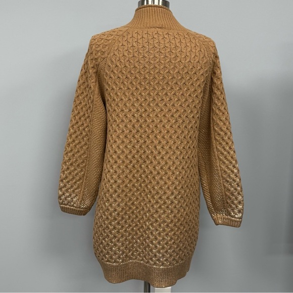 Anthropologie Pilcro Fisherman Tunic Sweater Dress Large Tan & Gold Chunky Knit - Picture 6 of 14